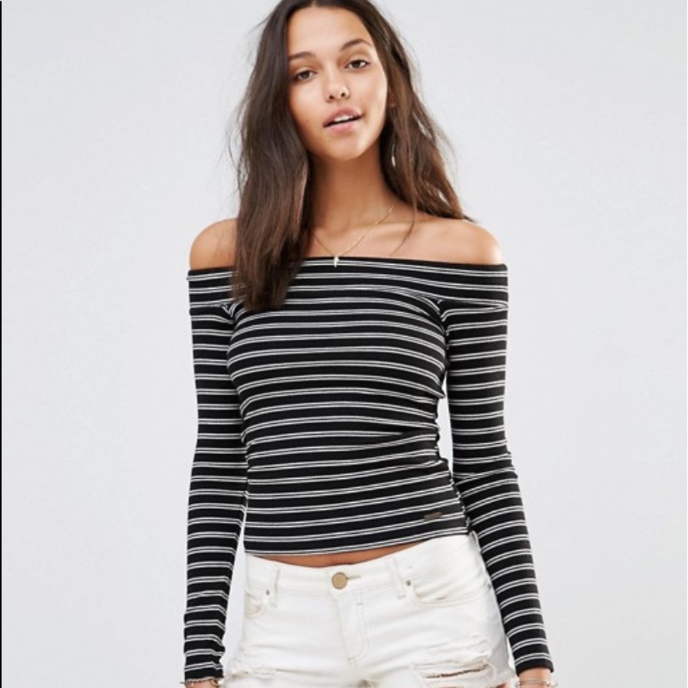Hollister Off Shoulder Stripe Top